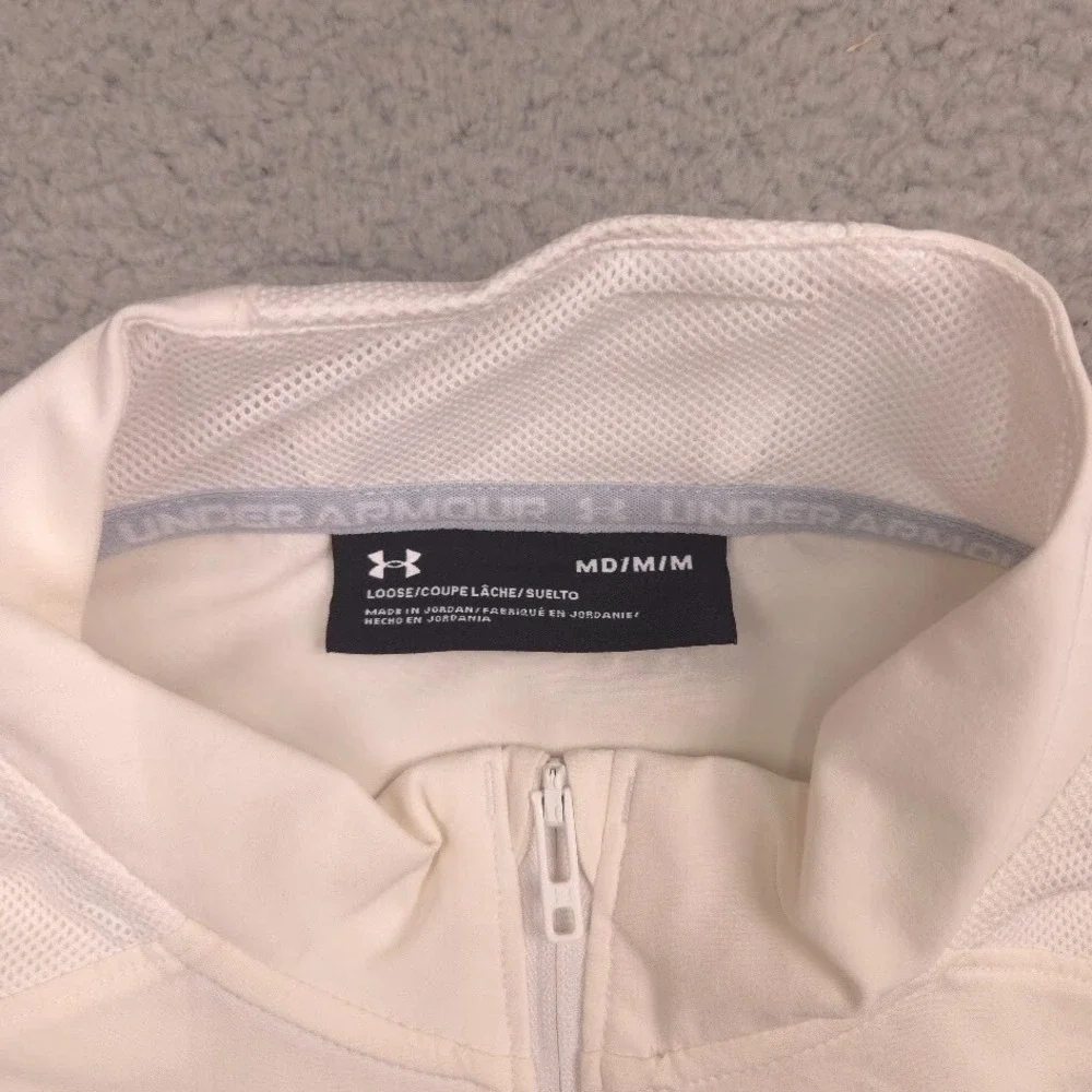 Under Armour 1370375 Men's 2-Tone Half Zip Training Shirt White Cream M